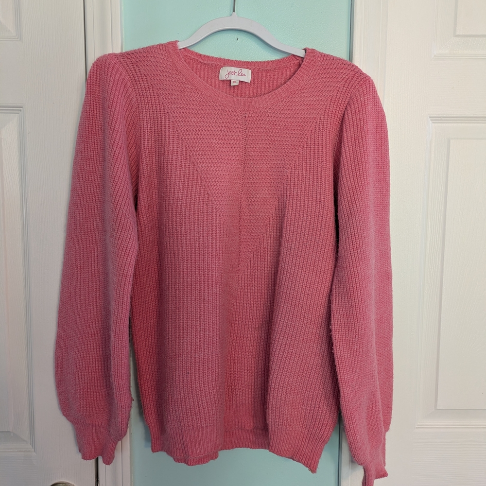 Jess Lea Pink Balloon Sleeve Sweater